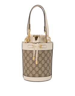 Small Horsebit 1955 Bucket Bag, Canvas/Leather, Beige/Cream, 498879, 2*